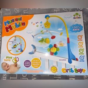 Baby Musical mobiles with plush doll, sun, star, moon, with music and light